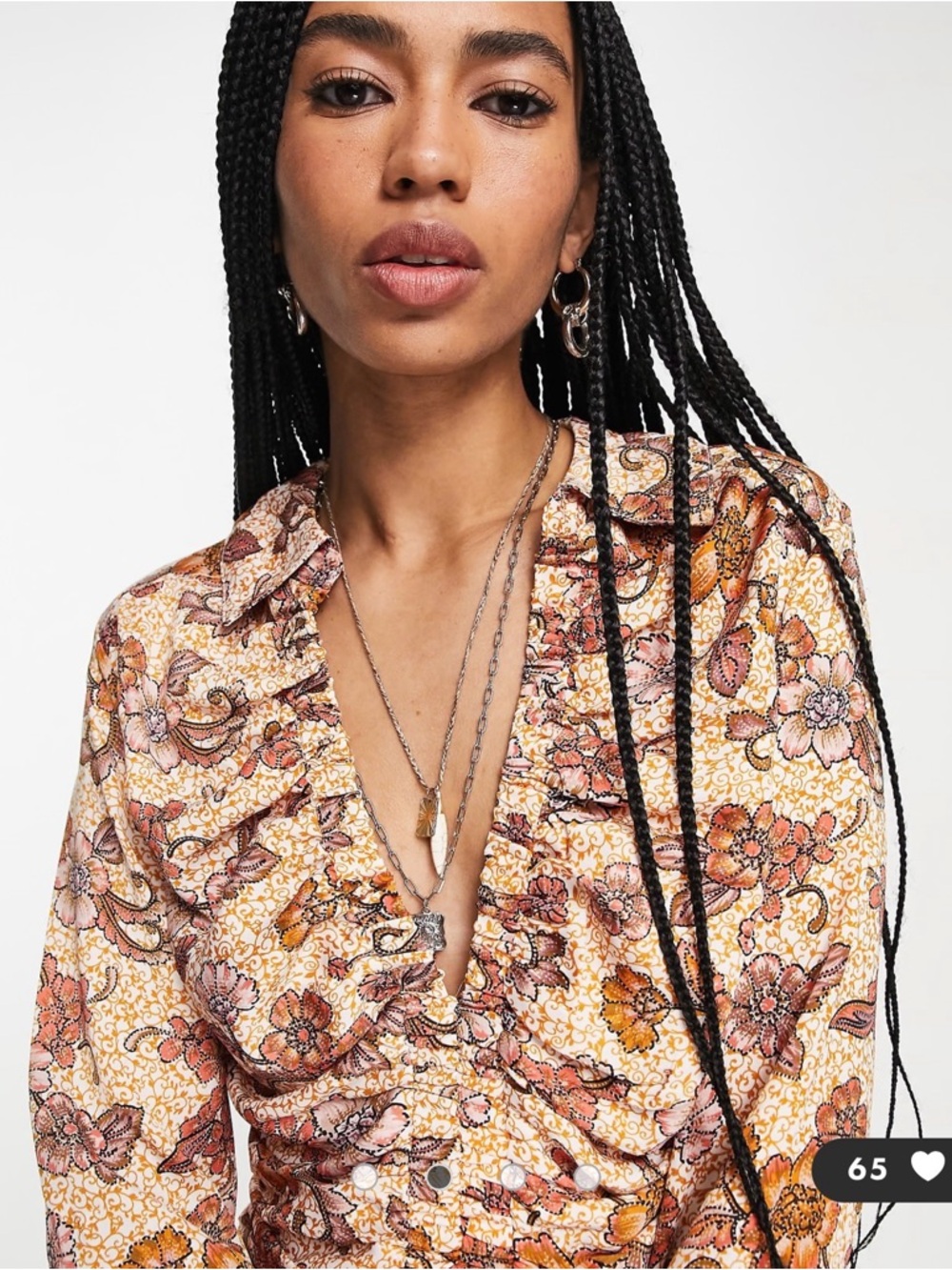 Free People I Got You Printed Retro Blouse XS